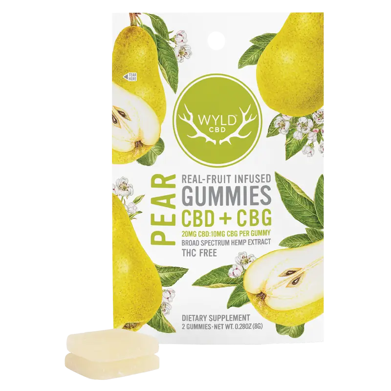 WYLD Real Fruit CBD + CBG Gummies Pear - (60MG - 1200MG)