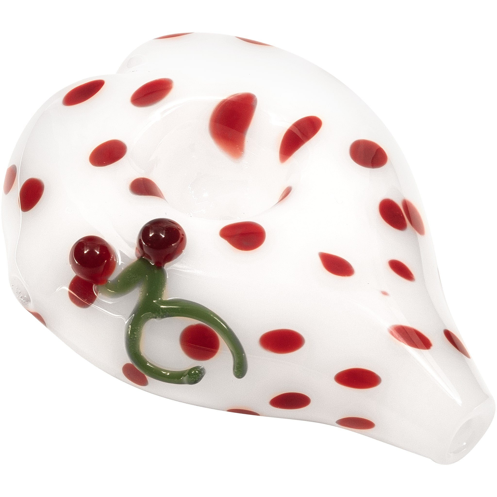 White Heart Red Polka Dots Glass Hand Pipe