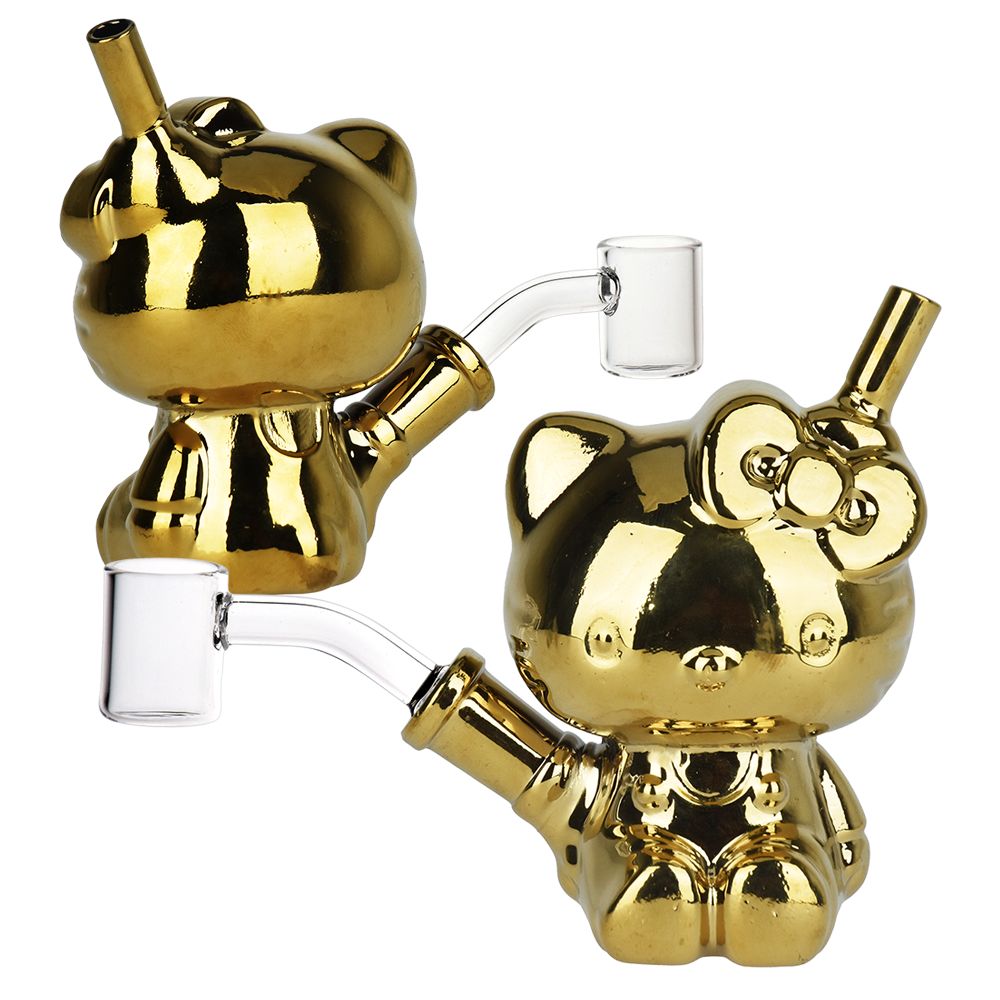 Hello Kitty Golden Electroplated Glass Dab Rig