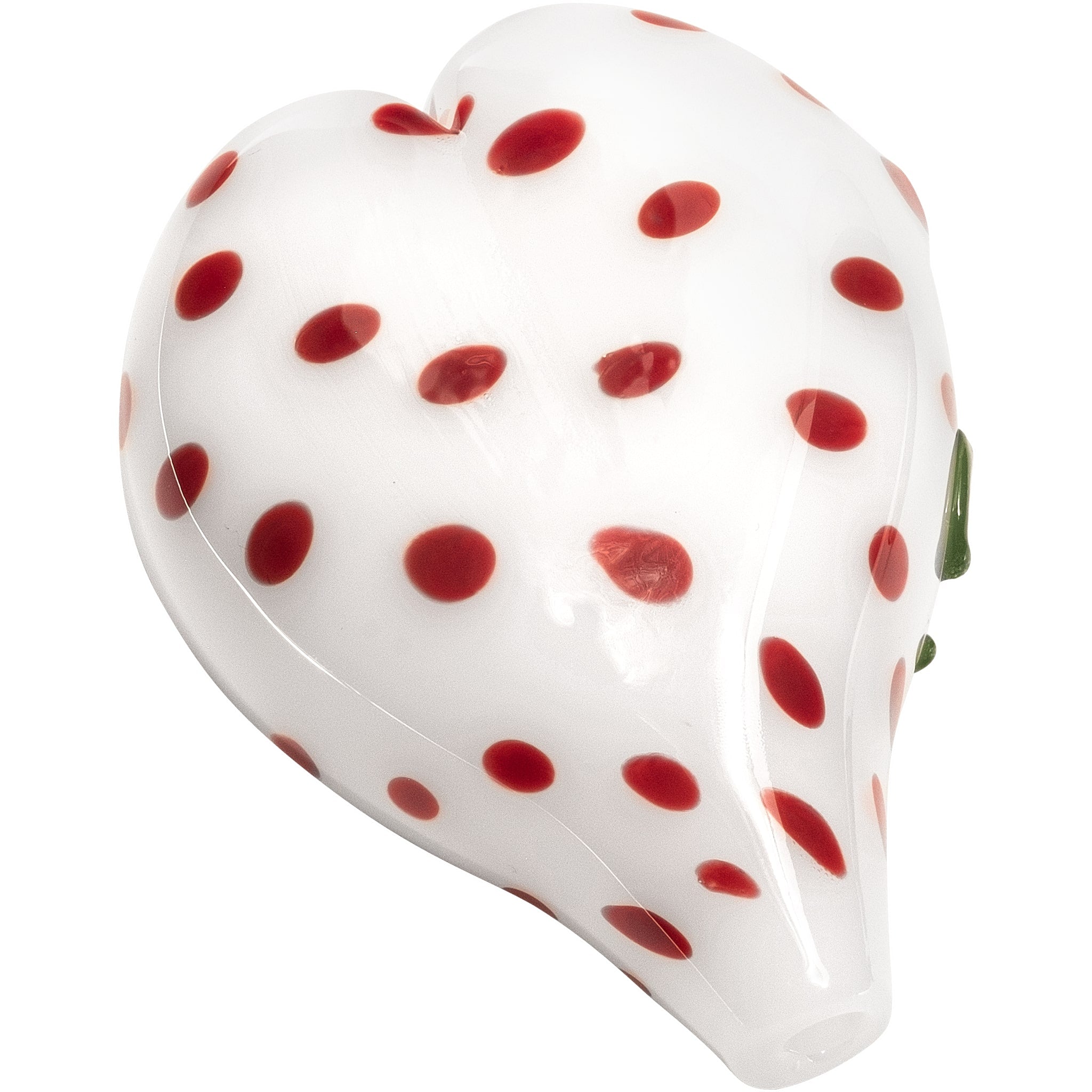 White Heart Red Polka Dots Glass Hand Pipe