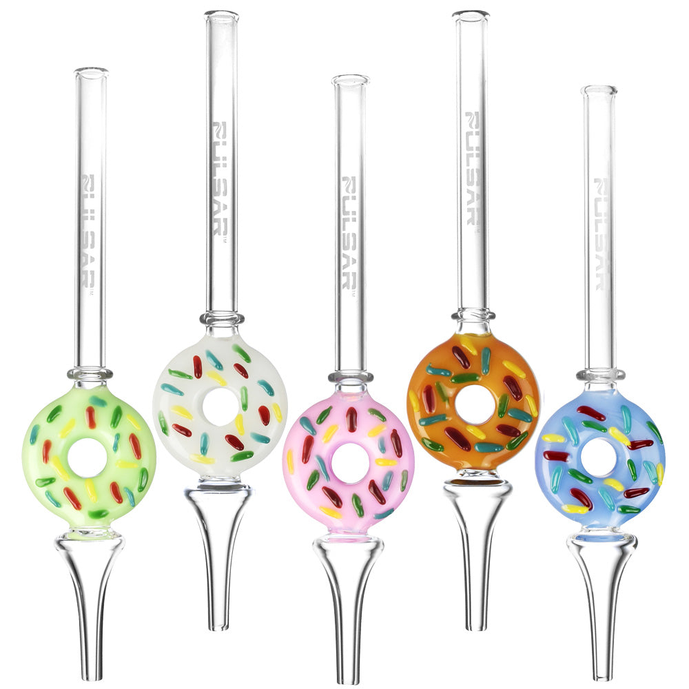 Pulsar Frosted Donut Dab Straw - 9" / Colors Vary