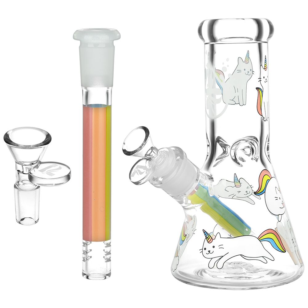 Pulsar Caticorns Design Glass Beaker Water Pipe