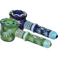 Laad de afbeelding in de Gallery-viewer, Flower of Leaf Sandblasted Glass Hand Pipe - 4.75"
