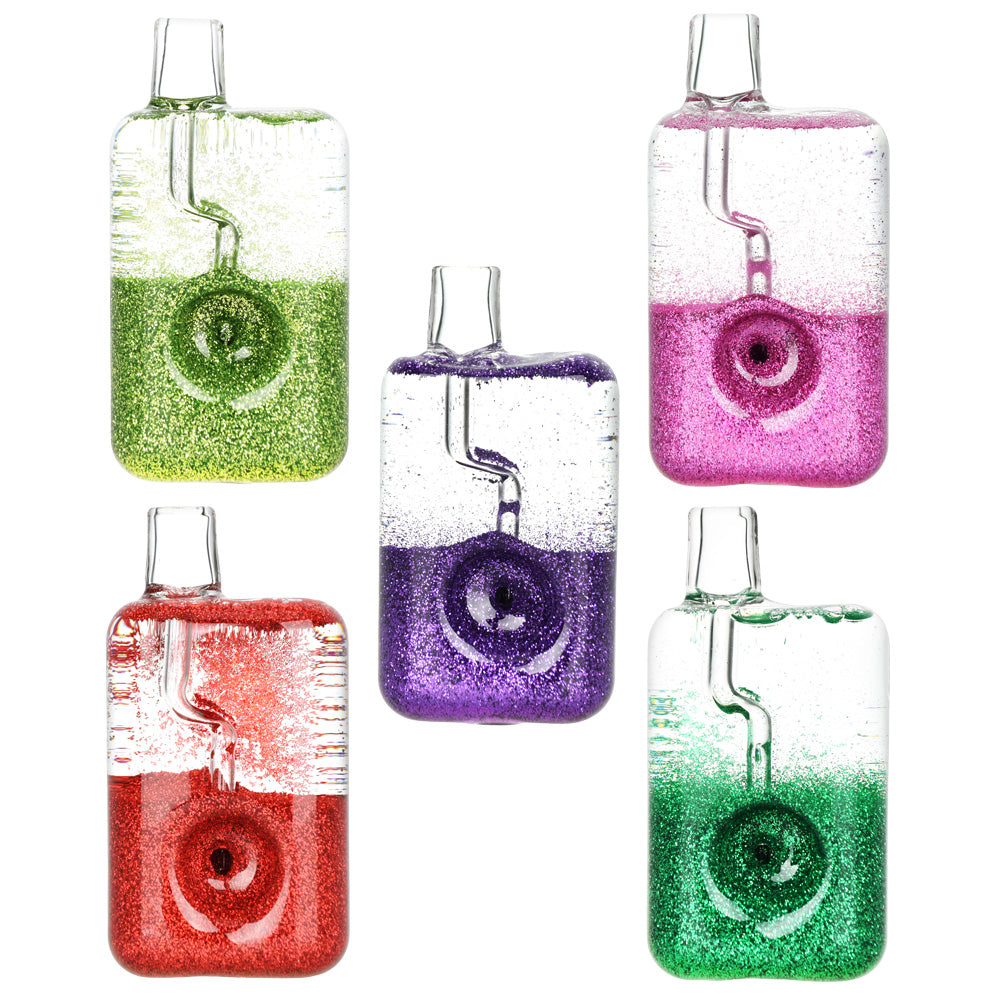 Vape Bar Glitter Glycerin Hand Pipe - 3.75" / Colors Vary