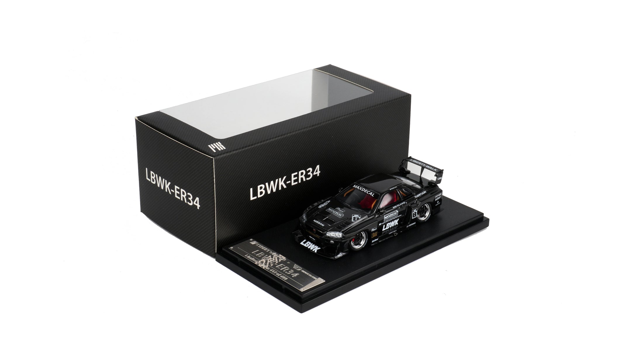 1:64 LBWK Skyline GTR ER34 Super Silhouette – Carbon Chrome Edition