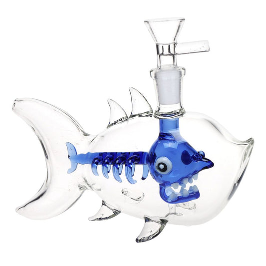 Fish Bone Glass Water Pipe - 6.25"