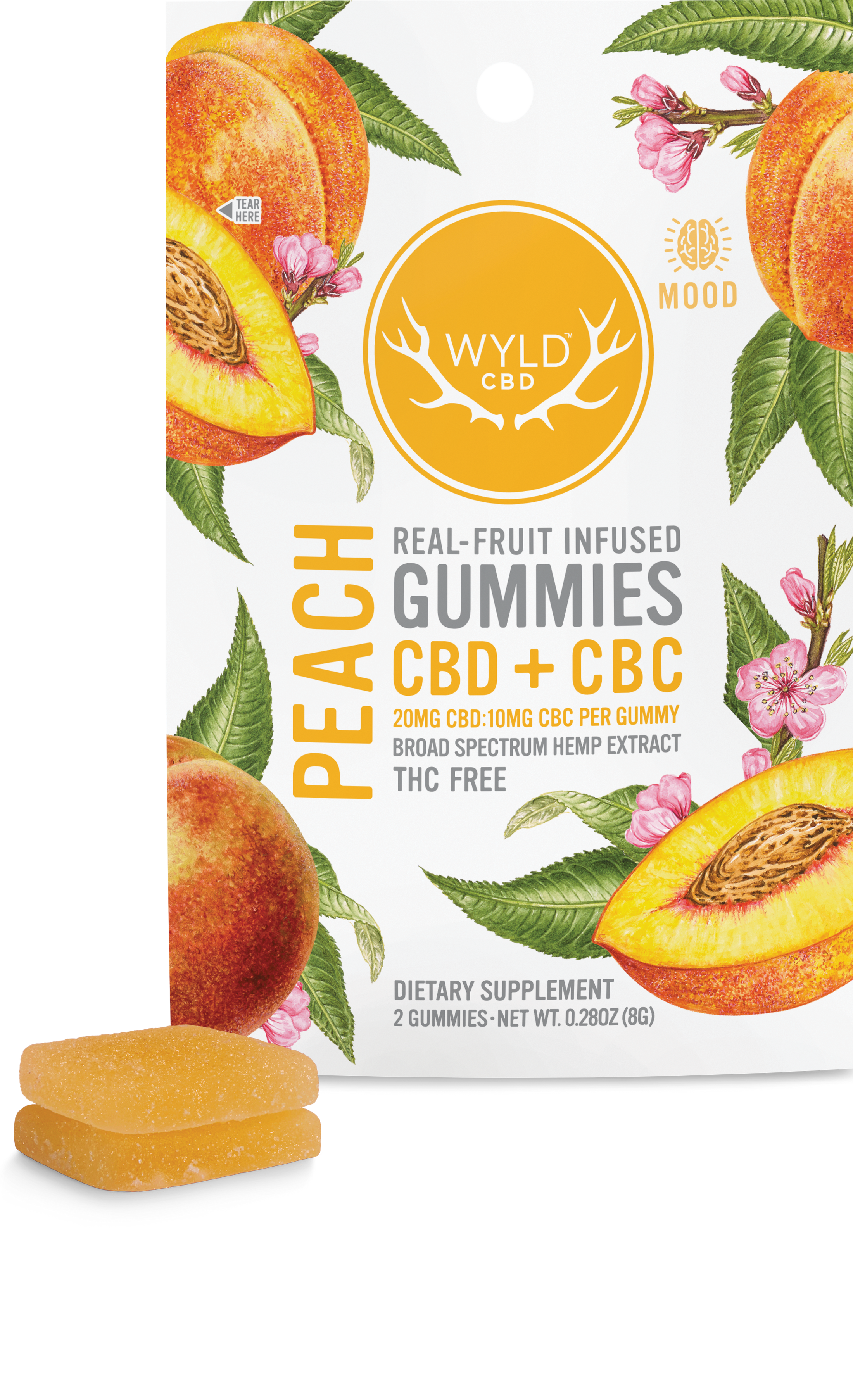 WYLD Real Fruit CBD + CBC Gummies Peach (60MG -1200MG)