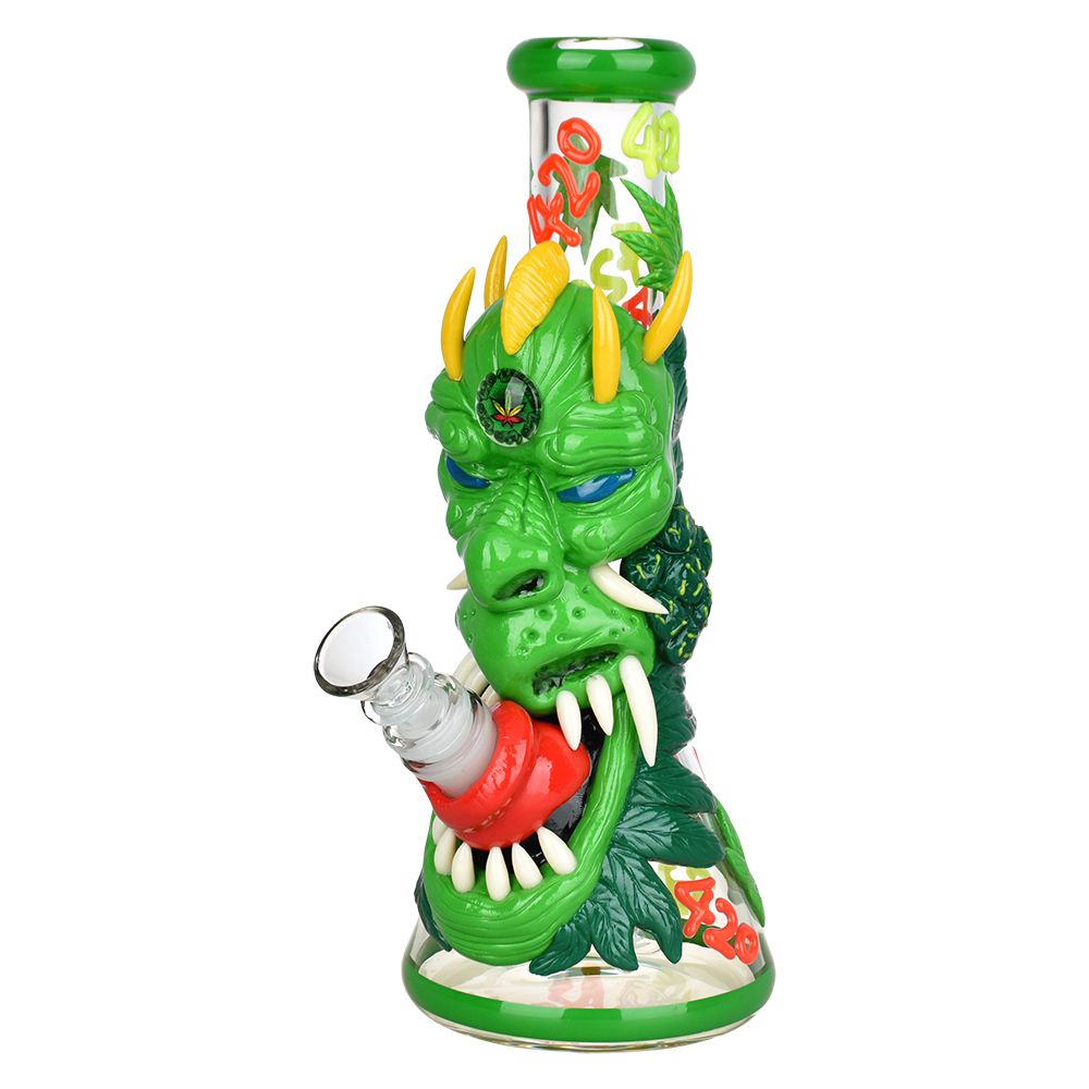 Dragon 420 Glow in Dark Beaker Water Pipe - 10" / 14mm F