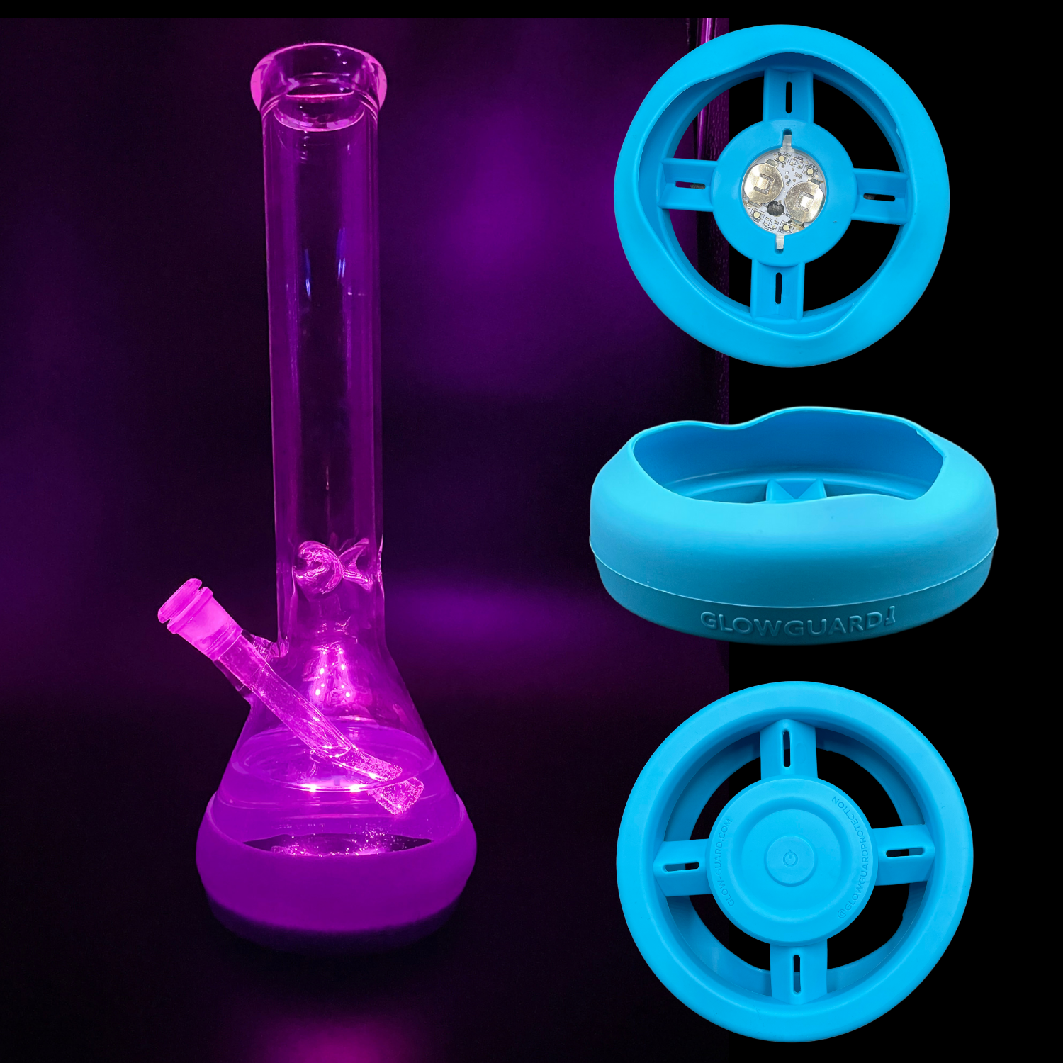 Bong Base Bumper USB Rechargeable 4.25in-6in Bases Silicone Fits Variety of Shapes