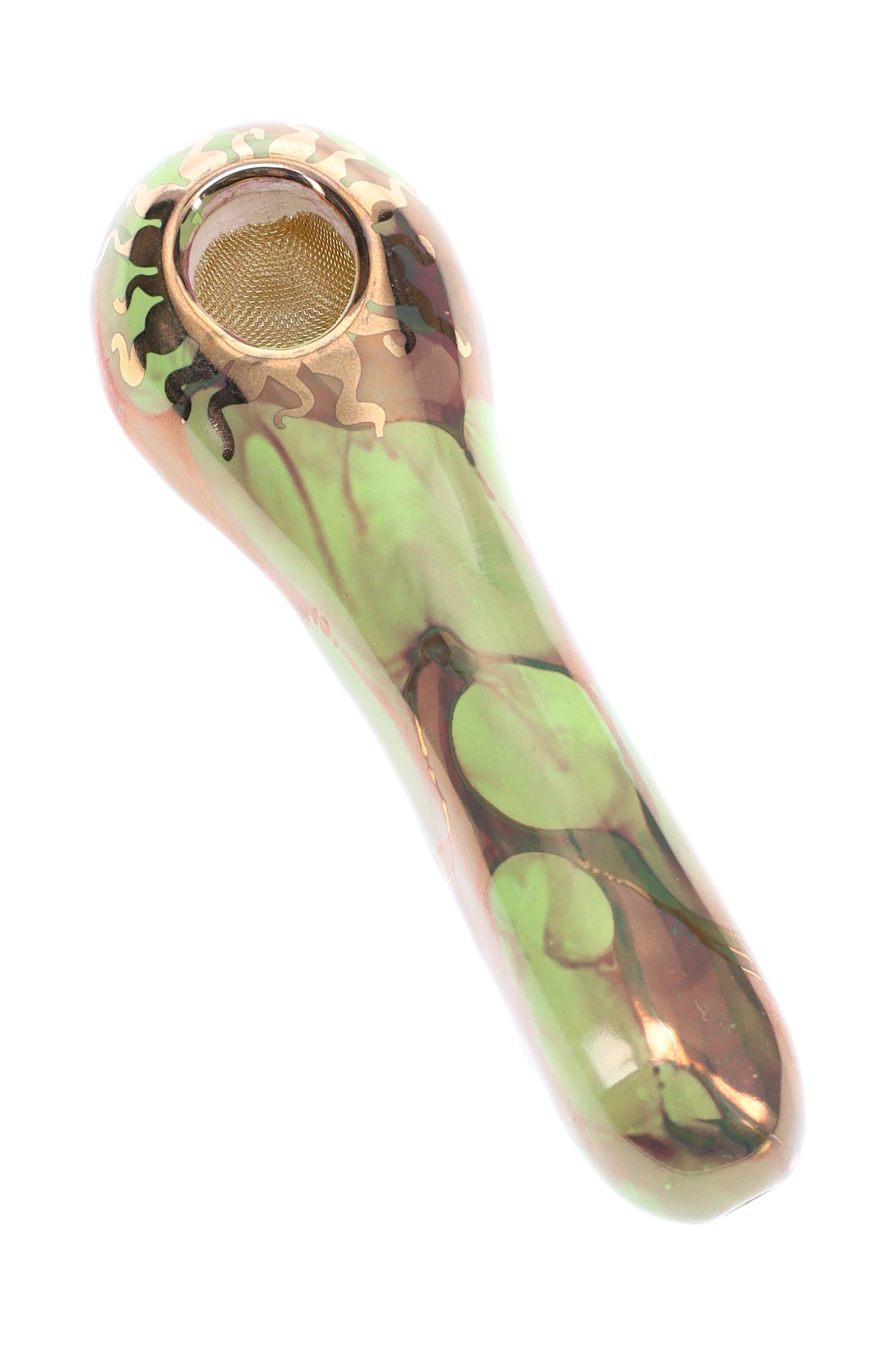 Ancient Creations Ceramics Spoon Hand Pipe – Brass Screen – Made in USA