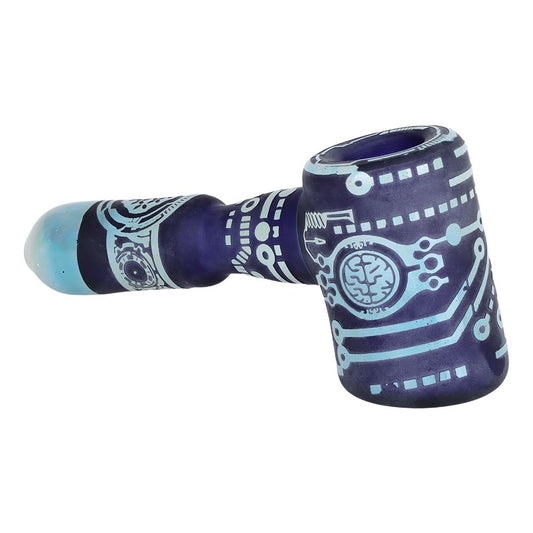 Circuits of Love Sandblasted Glass Hand Pipe - 4.75"