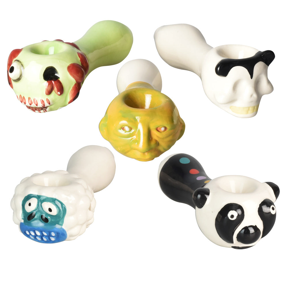 Ghoulish Creature Ceramic Hand Pipe -4.5"/Asst Styles (5 pack)