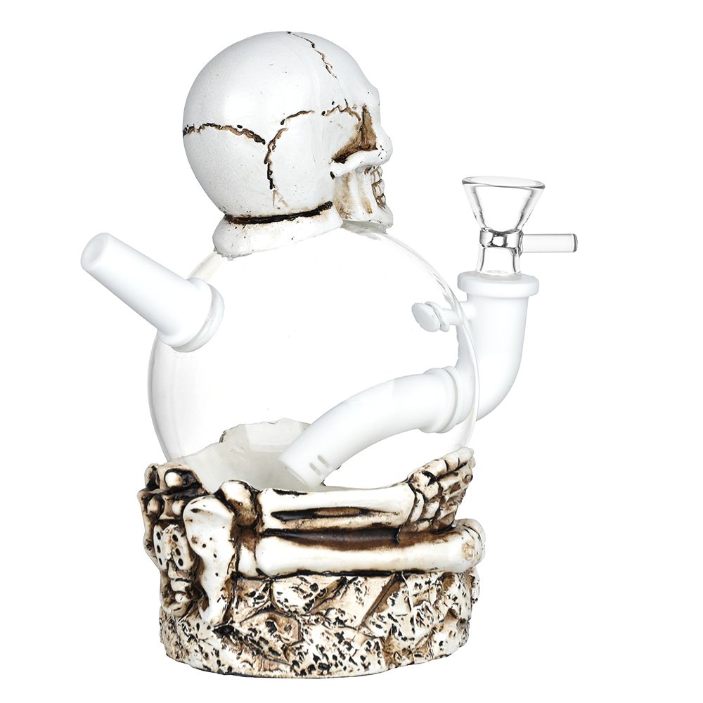 Skeleton's Embrace Resin on Glass Water Pipe