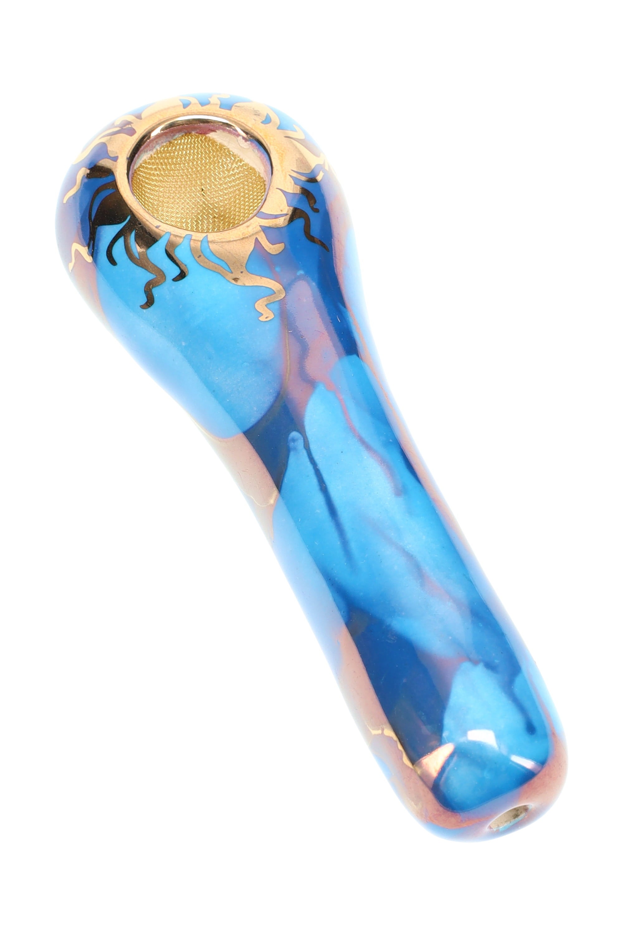 Ancient Creations Ceramics Spoon Hand Pipe – Brass Screen – Made in USA