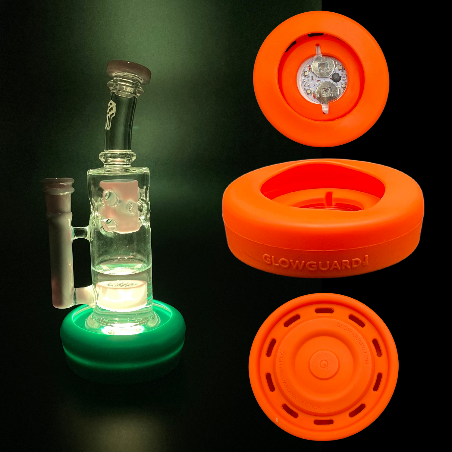 Bong Base Bumper USB Rechargeable 3in-4.25in Bases Silicone Fits Variety of Shapes