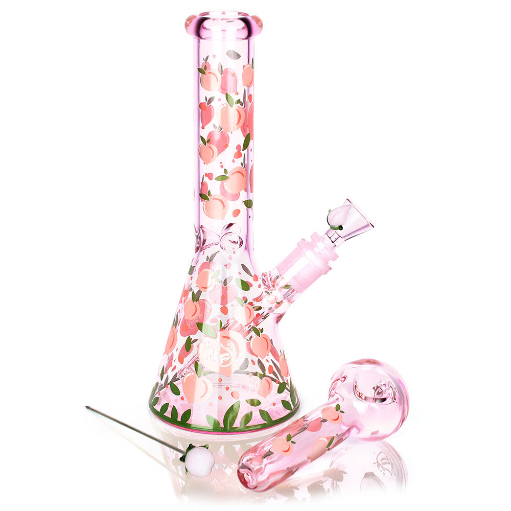 Pulsar Fruit Series Peaches & Cream Herb Pipe Glow Duo - 10" / 14mm F