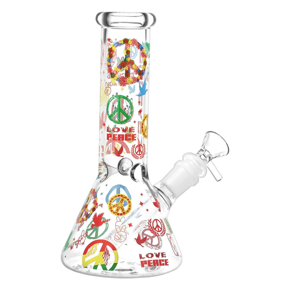 Pulsar World Peace Beaker Glass Water Pipe