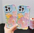 Cargar la imagen en la vista de la galería, Ottwn Wave Dage Oil Painting Flower Pattern Phone Case For iPhone 15 Pro Max 14 13 12 11 Pro Soft Shockproof Back Bumper Covers
