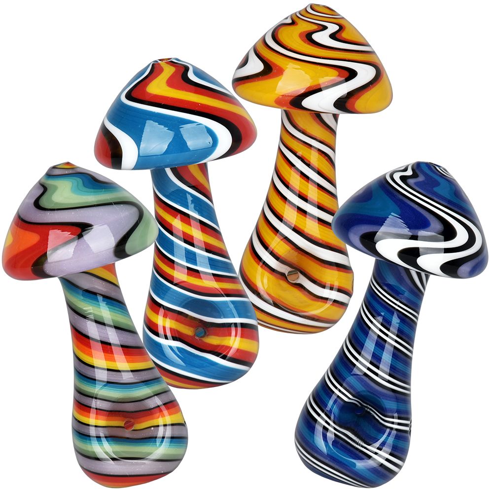 Wig Wag Mushroom 4" Glass Hand Pipe (pack of 4)