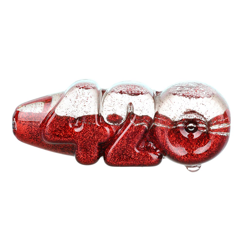 Glitter 420 Glycerin Glass Hand Pipe - 4.25" (4 pack)