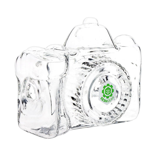SeshGear Old School Camera Glass Hand Pipe - 3.75" / Clear