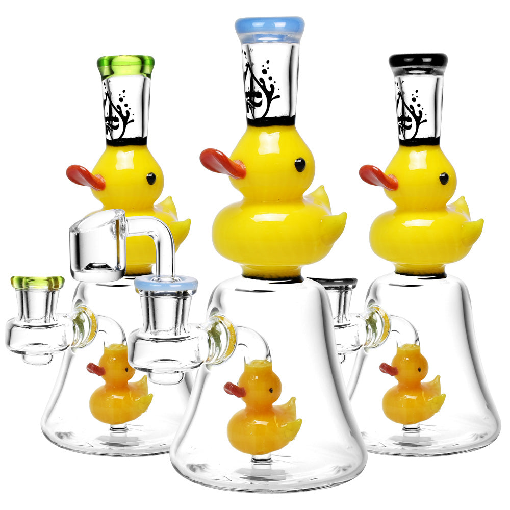 Pulsar Glass Double Duckie Rig - 7.5" / 14mm F / Tip Colors Vary