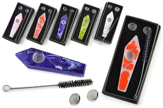 Handcrafted Diamond Shape Opal Resin Tobacco Pipe