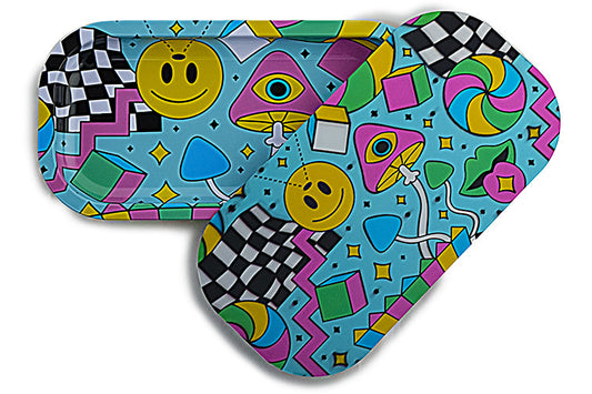 Slim 3D Holographic Metal Rolling Tray w/ Magnetic Lid (S15)