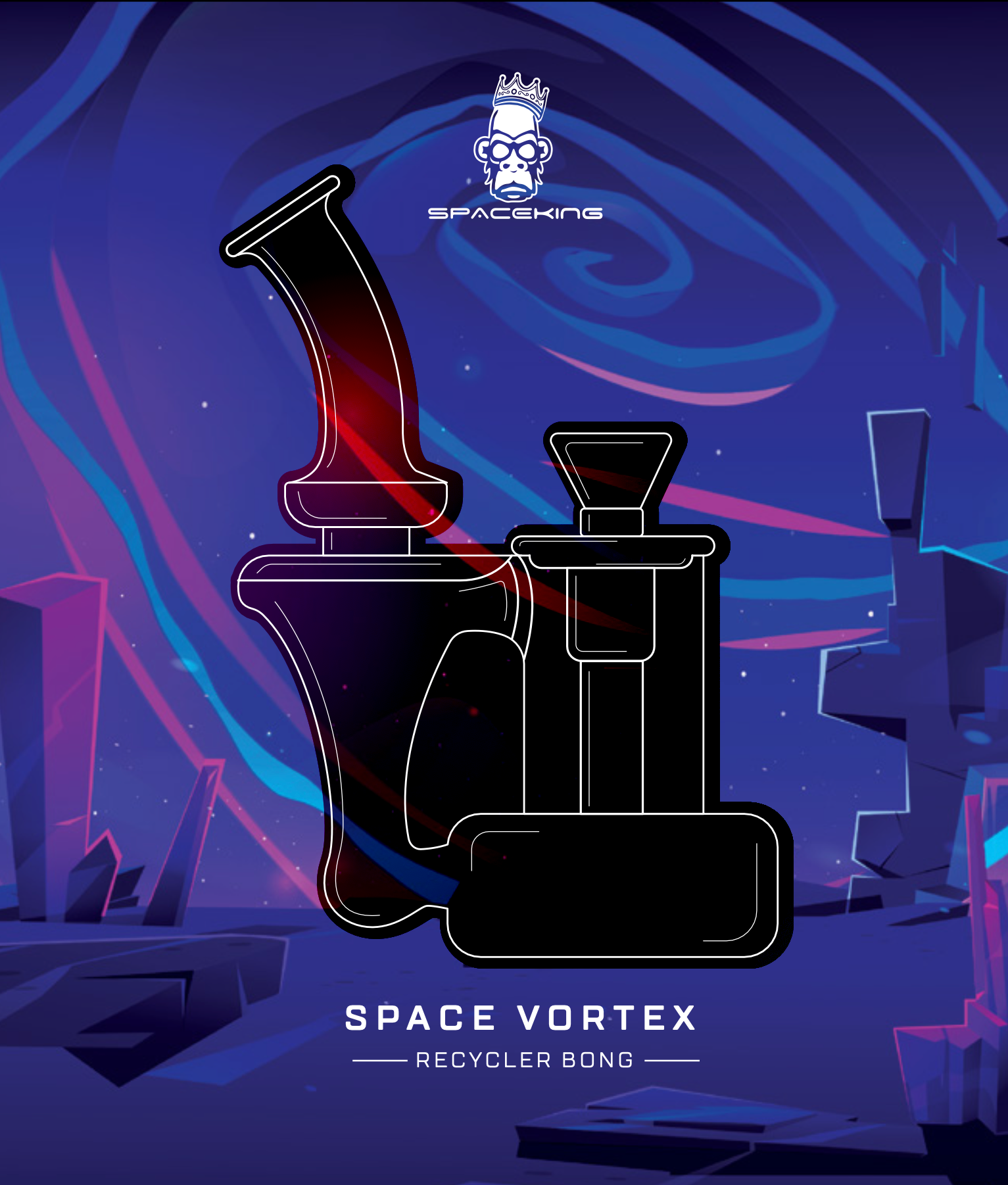 Space King Glas - 'Space Vortex' Recycler Bong