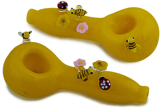 Colorful Bees & Ladybug Glass Pipe