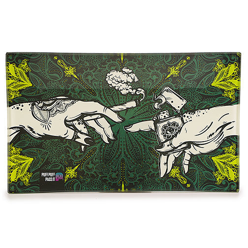 Puff & Pass Glass Tray - Green