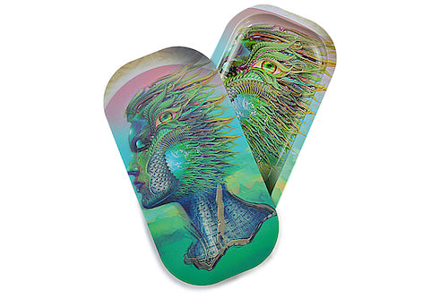 Slim 3D Holographic Metal Rolling Tray w/ Magnetic Lid