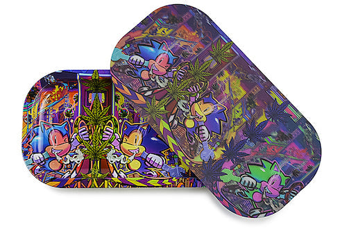 Slim 3D Holographic Metal Rolling Tray w/ Magnetic Lid