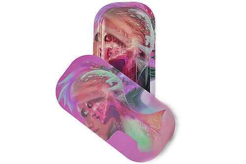 Slim 3D Holographic Metal Rolling Tray w/ Magnetic Lid